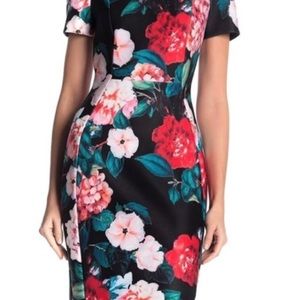 Calvin Klein Short Sleeve Floral Sheath Dress NWT